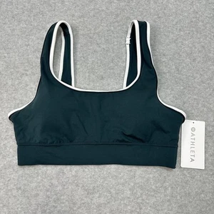 Athleta Breathe Longline Piping Sports Bra A-C SZ L Cypress Green Removable Pad - Picture 1 of 10