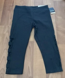 Reebok PlayDry Girls Capri Spandex Black Size Large 12-14 NWT - Picture 1 of 3