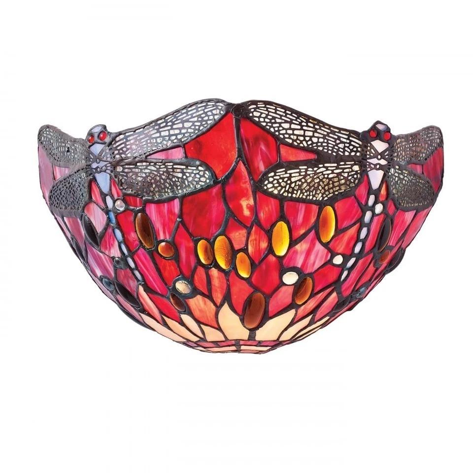 Interiors 1900-Dragonfly-64105-Red Tiffany Glass Wall Light-Wall Washer Shade - Image 1 of 1