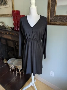 Coolibar UPF 50+ Sun Protection Bamboo Cotton Dress Surplice Black Womens Medium - Picture 1 of 12