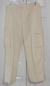 Lauren Ralph Lauren Cream 100% Cotton Wide Leg Cargo Pants Sz 12 - Picture 1 of 8