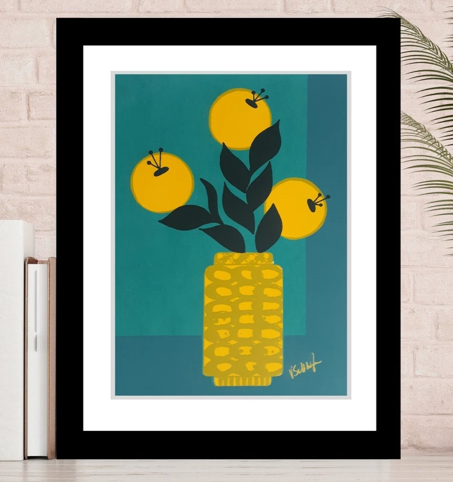 花卉艺术原创抽象花卉8x10丝网印刷现代流行艺术极简主义者 — 第 1/1 张图片