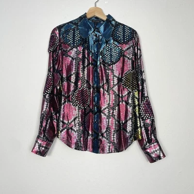 Camisa Marc Jacobs Lentejuelas Estampado Serpiente Abotonada Manga Larga Talla 2 Foto 1 de 4