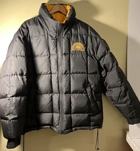 Vintage Southpole Jacket Mens XL Black Yellow Duck Down Puffer SP-USA Y2K 90s - Picture 1 of 24