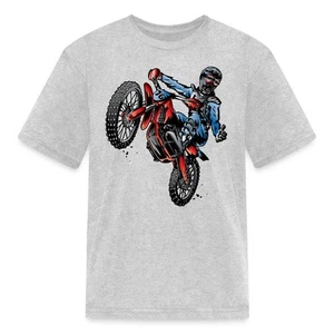 Motocross Dirt Bike Stunt Rider Kid's T-Shirt - Picture 1 of 16