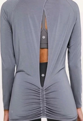 Lululemon | 尺寸 2 | 深弹力长袖 Cinch 紫丁香石露背 — 第 1/4 张图片