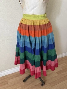 Vintage 50s 60s Rainbow Stripe Full Swing Skirt As Is Please Read - Picture 1 of 11