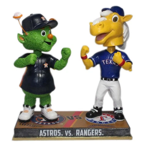 Houston Astros Texas Rangers Orbit Rangers Captain Mascot Rivalry Bobblehead MLB Cover