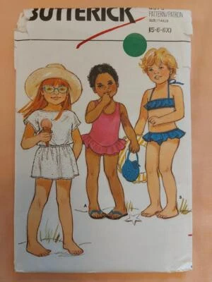 Butterick 6573 Child's Swimsuits & Coverup Pattern Size 5-6-6X - Image 1 of 2