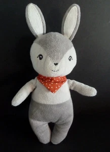 *. DOUDOU PELUCHE IKEA LAPIN gris bandana rouge pois blanc pouet 20cm - TTBE - Picture 1 of 8