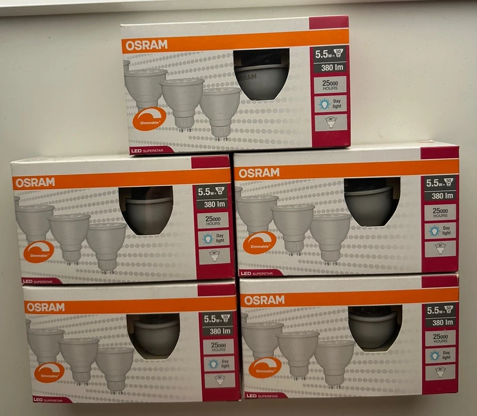 5 X 4 Pack (20 Globes) Osram LED Superstar GU10. 5.5W 380Im Daylight Downlight. - Image 1 of 4