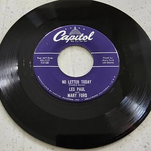 Les Paul And Mary Ford ‎– No Letter Today / Genuine Love - Ex Con 1958 US 7" - Picture 1 of 4