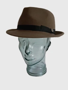 Men's Goorin Bros Fedora Hat Large 100% Wool 100-9880 Brown with Black trim - Picture 1 of 20