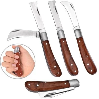 Pruning Grafting Knife Folding Tools Solid Pruner Wood Handle Garden Tree Cutter - Image 1 of 4