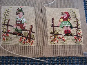Needlepoint-2-Hummel pieces-Apple Tree boy  - Picture 1 of 6