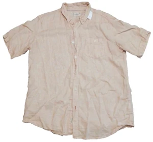 Weatherproof Vintage Shirt Mens XL Orange Striped Short Sleeve Button Wash Linen - Picture 1 of 5