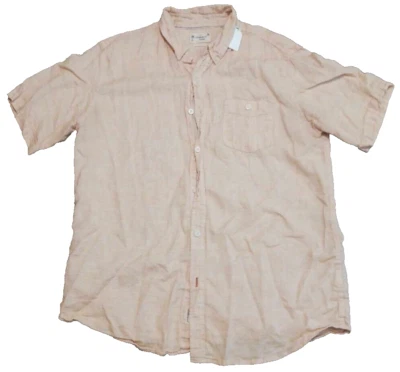 Weatherproof Vintage Shirt Mens XL Orange Striped Short Sleeve Button Wash Linen - Image 1 of 4
