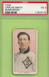 PSA 3 T206 CARLOS SMITH SOUTHERN LEAGUE 1910 PIEDMONT TOBACCO GRADED VG NQ TPHLC - Picture 1 of 5