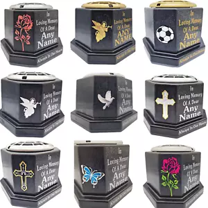 Graveside Flower Vase Pot, Personalised Memorial Gift Weighted Base Black - Picture 1 of 30