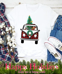 Kariertes Bus Urlaub T-Shirt - Bild 1 von 3