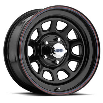 CRAGAR 342 D Window 16X8 8X165.1 ET0 Gloss Black w/Red & Blue Stripe (Qty of 1) Foto 1 de 2