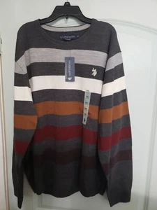 U.S. Polo Assn. XXL Red/Gray/White/Red Orange - Pullover Sweater NWT - Picture 1 of 4