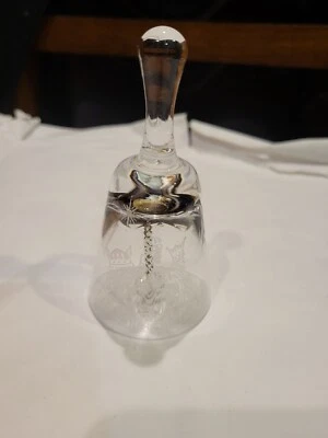 4" Vintage Wedgwood Hand Cut Clear Crystal Bell W Christmas 1980 - Image 1 of 4