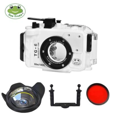 Seafrogs 195ft Waterproof Underwater Camera Housing Case for Olympus TG6 White - image 1 of 4