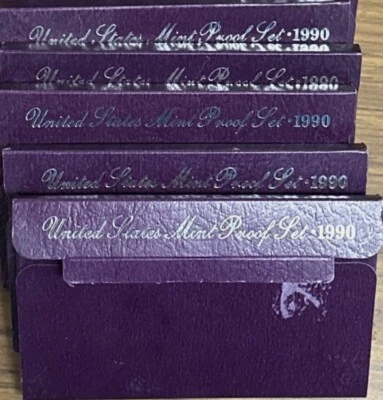 Lot/5(25 coins) 1990 Proof Sets mint issued orig box & coa never opened FREE SH! - Image 1 of 4