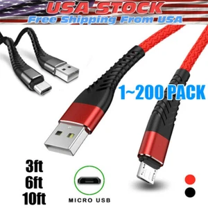 Heavy Duty Micro USB Fast Charger Data Cable Cord For Samsung LOT Android HTC LG - Picture 1 of 8