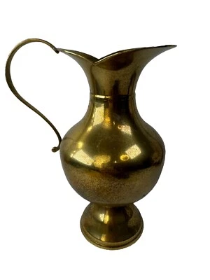 Jarrón jarra de latón macizo de colección de 8” pátina rústico decoración de granja acento boho Foto 1 de 4