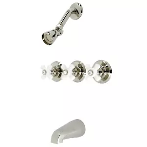 Kingston Brass Victorian Three-Handle Tub and Shower Faucet shed Nickel - Picture 1 of 5