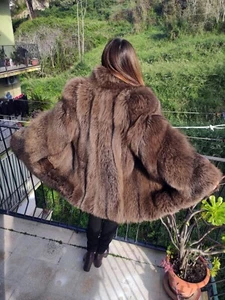 Brown greenland fox SILBERFUCHS COAT PELLICCIA Volpe FOURRURE RENARD fox fur - Picture 1 of 11