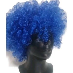 2 X BLUE Wig CURLY AFRO FANCY DRESS FUNKY DISCO CLOWN COSTUME 70s/80s - Picture 1 of 2