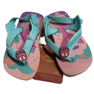 NWT Havaianas Bear Mermaid Flip Flop Sandal Baby Toddler SZ 4 - Picture 1 of 3