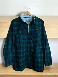 NUEVO CON ETIQUETAS $120 Para Hombres ADIDAS Rompevientos Tartán Cuadros Poncho 1/4 Cremallera Chaqueta Con Capucha M MED - Imagen 1 de 11
