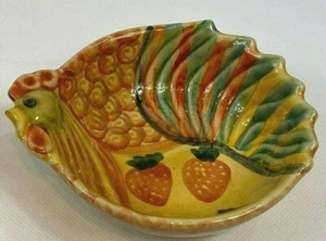 Vintage ITALY Hand Painted Ceramic Chicken Shape Small Bowl/Dish FARMHOUSE Décor - Picture 1 of 12