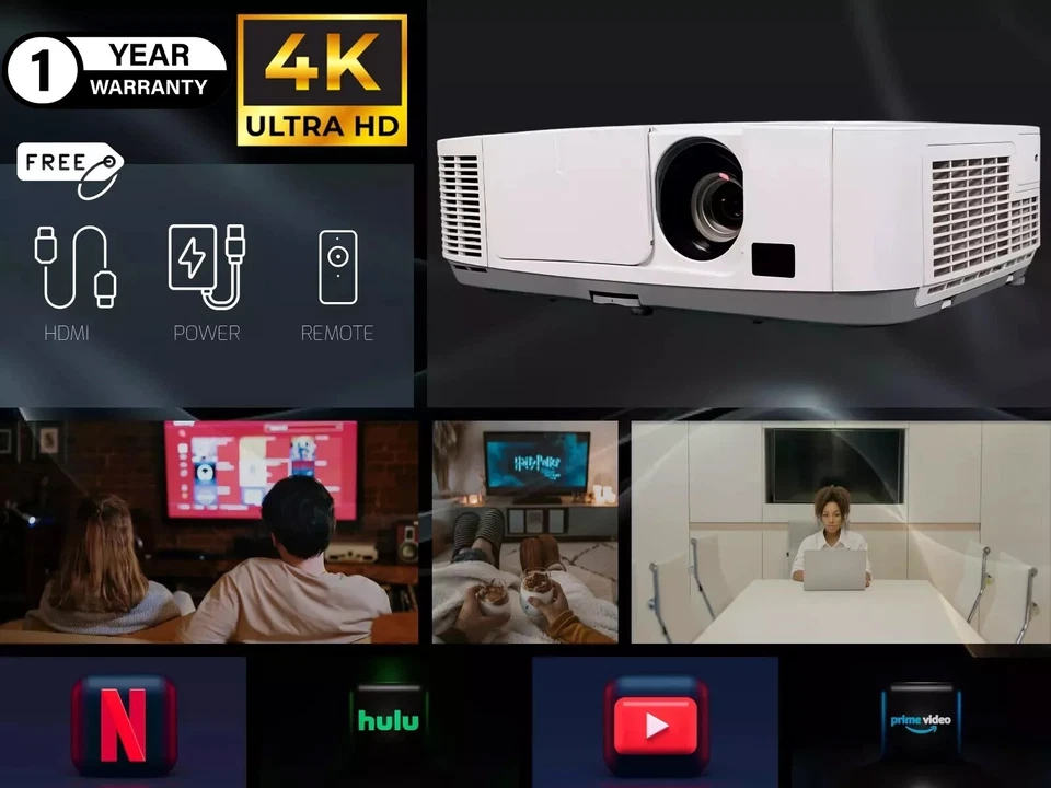 Premium 4K-Supported Home Theater Projector | 4000 ANSI Lumens | Dual HDMI Ports - Image 1 of 4