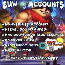 🥇EUW League of Legends LOL Account 40.000🌟 50.000 BE Unranked Level 30+