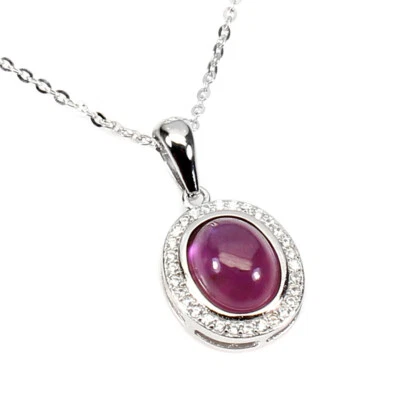 925 Sterling Silver Necklace Oval Ruby 9x7mm Cz Gemstone Jewelry 18 Inches - Image 1 of 4