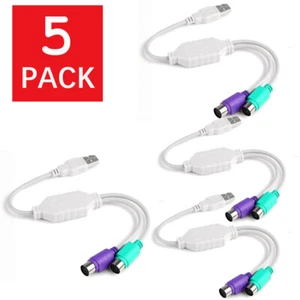 5 PCS Dual PS2 Female to USB Male Converter Adapter Cable for Mouse Keyboard - Picture 1 of 10