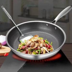 Bratpfanne Edelstahl Wabenstruktur Induktion Pfanne Anti Haft Kratzfest 28cm - Bild 1 von 14
