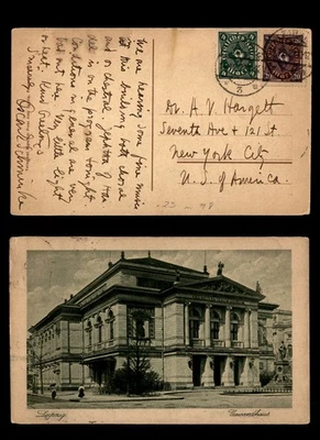 Mayfairstamps Germany 1922 Leipzig to NYC Building With Columns Postcard aau_650 - Image 1 of 2