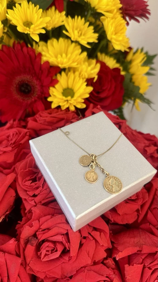 NEW Stunning ITALY 925 Sterling Silver Gold-Plated Euro Coin Charm necklace  - Image 1 of 3