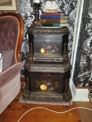 Baúl caja hexagonal raro vintage Jim Marvin pintado a mano 45Wx310Dx35H Foto 1 de 4