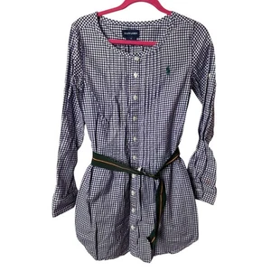 Ralph Lauren Purple Gingham Check Long Sleeve Button Up Dress Girls Size 8 - Picture 1 of 5