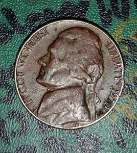 1970-D Solid Copper 5c Jefferson Error Nickel - Picture 1 of 10