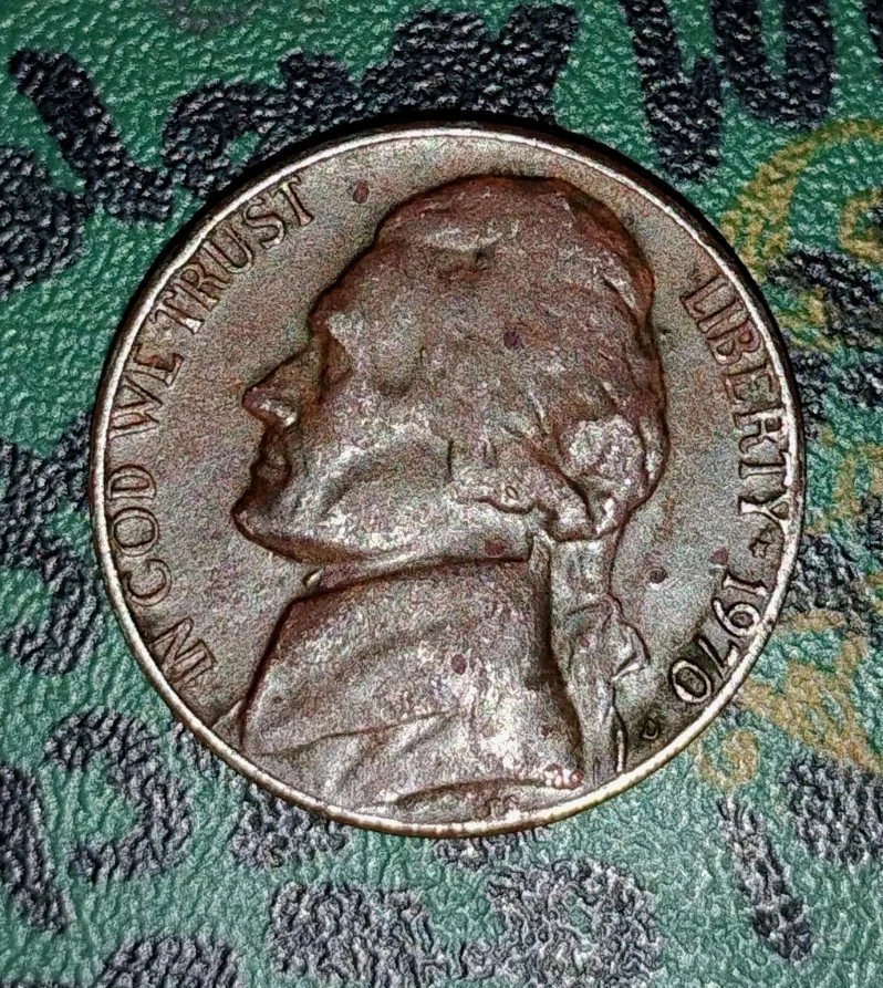 1970-D Solid Copper 5c Jefferson Error Nickel - Image 1 of 4