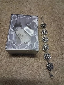 Bracelet Sterling Silver 6.5 Inch Rose Bud Approx 12 Grams Free Shipping (1028) - Picture 1 of 6
