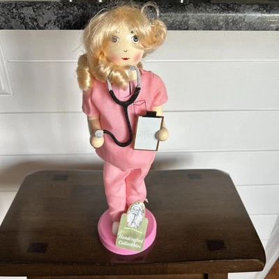 Christmas 2017 NWT Female Nurse Nutcracker Figure Clipboard & Stethoscope - Image 1 of 4